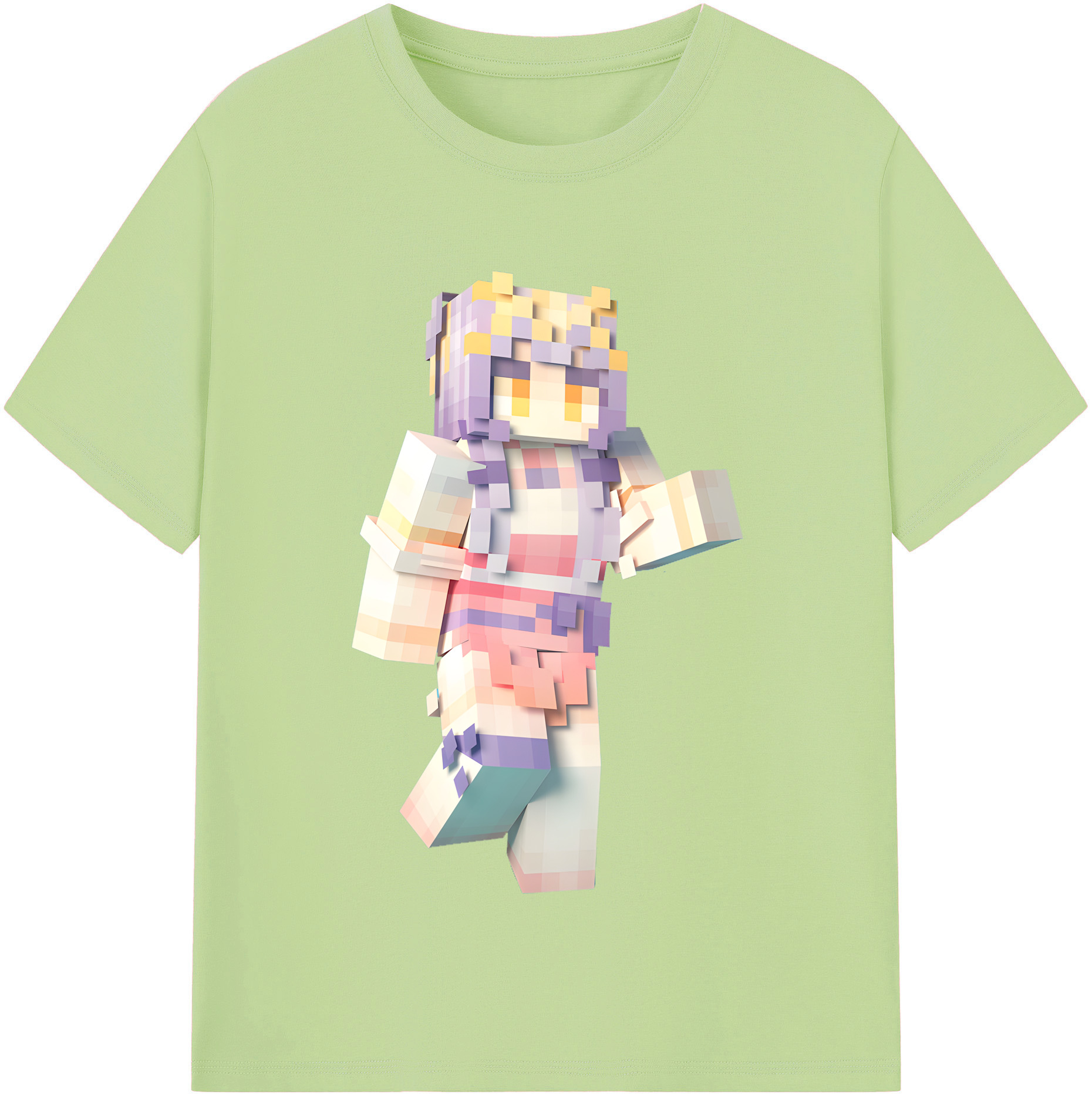 （画像用） マインクラフト ブロックの世界 Minecraft MC Block world 綿100％半袖Tシャツ（フロントプリント）